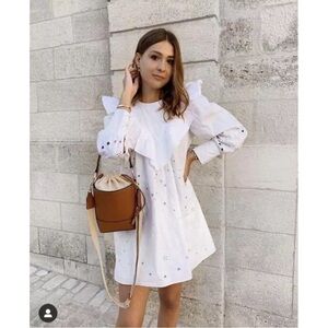 Zara Ruffled Openwork Embroidery Dress
